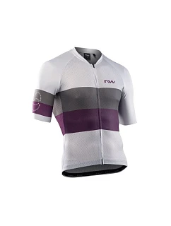 Cyklistické tričko NORTHWAVE Blade Air Jersey Short Sleeve svetlošedé/fialové