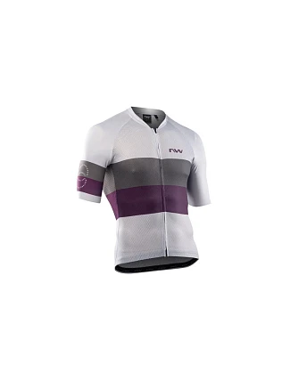 Cyklistické tričko NORTHWAVE Blade Air Jersey Short Sleeve svetlošedé/fialové Cyklistické tričko NORTHWAVE Blade Air Jersey Short Sleeve svetlošedé/fialové