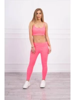 Sada s blúzkou top rebrovaný ružová neónová