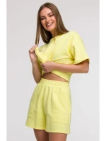 B295 Šortky s vreckami so záplatami - citrón