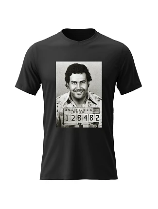 Dámske bavlnené tričko s potlačou - PABLO ESCOBAR - čierna