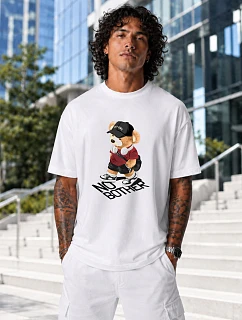 Pánske bavlnené tričko oversize s potlačou FashionStreet NX1039R