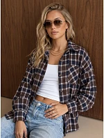 Dámska flanelová košeľa s kockovaným vzorom, hnedá, FashionStreet DY0510