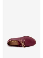 Dámske elegantné kožené šnurovacie čižmy Zazoo 4238 burgundy Dámske elegantné kožené šnurovacie čižmy Zazoo 4238 burgundy