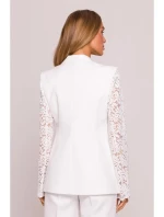 M865 Sako s čipkovanými panelmi a jedným gombíkom - ecru