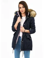 Dámska obojstranná zimná bunda s kapucňou tmavomodrá a ružová (w211)