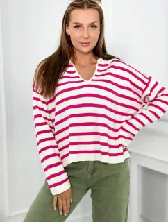 Pruhovaný sveter fuchsie