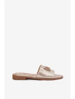 Damskie Klapki Na Płaskim Obcasie Z Ozdobą S.Barski KV51-089 Złote