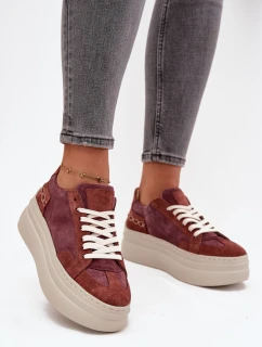 Semišové tenisky na pevnej platforme Zazoo N1270S3 Purple
