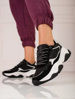 Luxusné dámske tenisky čierne bez podpätku