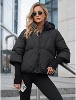 Dámska zimná prešívaná bunda s kapucňou, čierna, FashionStreet TY5826