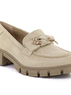 Dámske semišové čižmy s ornamentom béžové M.Daszynski MR23106