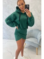 Zateplené šaty s obálkovým spodným dielom tmavo zelené Zateplené šaty s obálkovým spodným dielom tmavo zelené