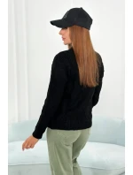 Sveter s dekoratívnou väzbou čierny Sveter s dekoratívnou väzbou čierny