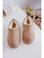 Śniegowce Botki Dziecięce Na Platformie Ocieplane Futerkiem Beżowe Vilabria