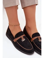 Mokasyny Loafersy Damské Z Eko Semiš Černé Darwen