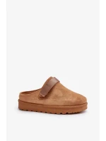 Dámske zateplené papuče s kožušinovou platformou Camel Azida