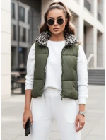 Dámska prechodná krátka prešívaná dvojcestná zelená vesta LEOVELLA FashionStreet TY5496