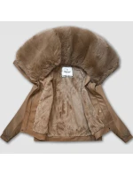 Kožená bunda s veľkým kožušinovým golierom Glakate camel (LU98090#) Kožená bunda s veľkým kožušinovým golierom Glakate camel (LU98090#)