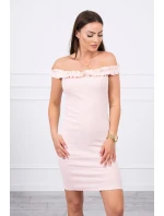 Španielske šaty s volánikmi púdrovo ružové