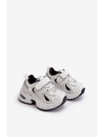 Dziecięce Buty Sportowe Sneakersy Na Rzep Biało-Czarne Ephona