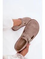 Zamszowe Półbuty Barefoot Damskie Z Klamrą Zazoo N1261 Beżowe