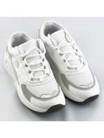 Biele šnurovacie sneakersy s farebnými vsadkami (6346)