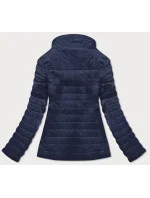 Tmavomodrá tenká dámska bunda s látkovými vsadkami (RQW-7013)