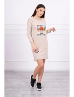 Šaty s potlačou Honey girl béžové