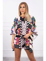 Netopierie šaty s viazaním v páse, púdrovo ružové