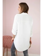 Bavlnená mušelínová košeľa oversize biela