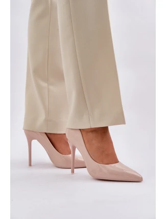 Lakierowane Szpilki Ze Szpiczastymi Noskami Beżowe Vizana