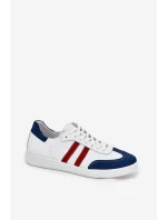 Zazoo N1068 Skórzane Niskie Sneakersy Damskie Biało-Granatowe