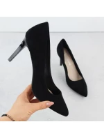 Čierne semišové lodičky na ihlovom podpätku Sergio Leone 1339