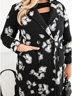 Elegantný dámsky kabát Plus Size s golierom v leopardovom vzore, čierny Elegantný dámsky kabát Plus Size s golierom v leopardovom vzore, čierny