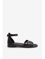 Zazoo 40378 Płaskie Skórzane Sandały Damskie Czarne Zazoo 40378 Płaskie Skórzane Sandały Damskie Czarne