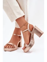 Eko Skórzane Sandały Na Słupku Różowe Złoto Lillita