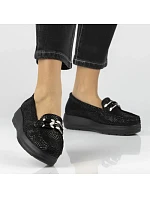 Dámske kožené mokasíny na platforme poltopánky čierne Filippo DP7652 Dámske kožené mokasíny na platforme poltopánky čierne Filippo DP7652