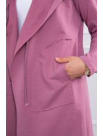 Voľná bunda s kapucňou tmavo ružová