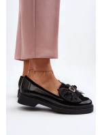 Damskie Lakierowane Mokasyny Z Kokardą Laura Messi 2786 Czarne