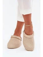 Piankowe Klapki Chodaki Damskie Beżowe Faylina