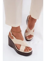 Dámské sandály z eko kůže na platformě Béžové Janivra