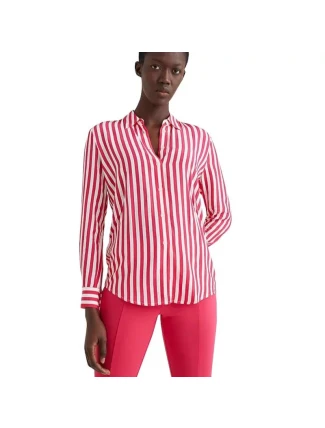 Dámska košeľa z viskózy W WW0WW31990 Červená a biela - Tommy Hilfiger Dámska košeľa z viskózy W WW0WW31990 Červená a biela - Tommy Hilfiger