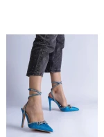 Dámske lodičky na podpätku H2810 Light Blue Glitter - BELLAMICA Shoes