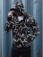 Pánska mikina na zips s kapucňou čierna FashionStreet BX5809 Pánska mikina na zips s kapucňou čierna FashionStreet BX5809