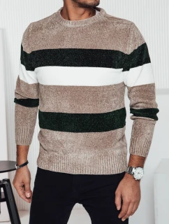 Pánsky pruhovaný hnedý sveter FashionStreet WX2242