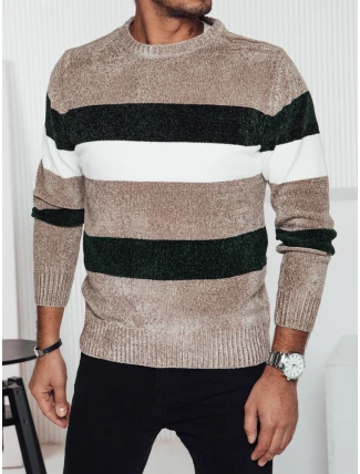 Pánsky pruhovaný hnedý sveter FashionStreet WX2242