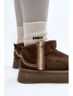 Śniegowce Na Platformie Ze Wzorem Ciemnozielone Udra