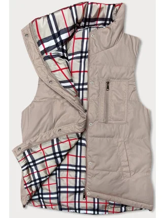 Tmavo béžová obojstranná dámska vesta (2383-1)