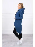 Zateplená mikina s dlhým chrbtom a kapucňou, tmavo modrá